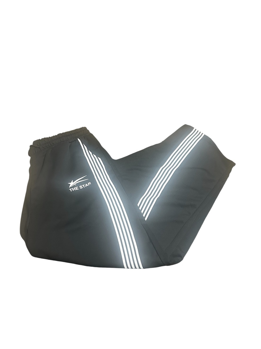 Black Athletic Jogger Pants White Side Stripe Size Large